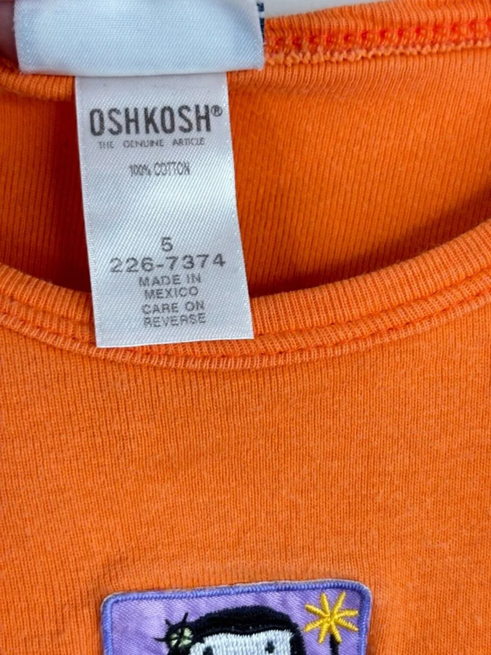 VTG OshKosh Embroidered Halloween Shirt 5 Orange Long Sleeve Witch Pumpkin 90s